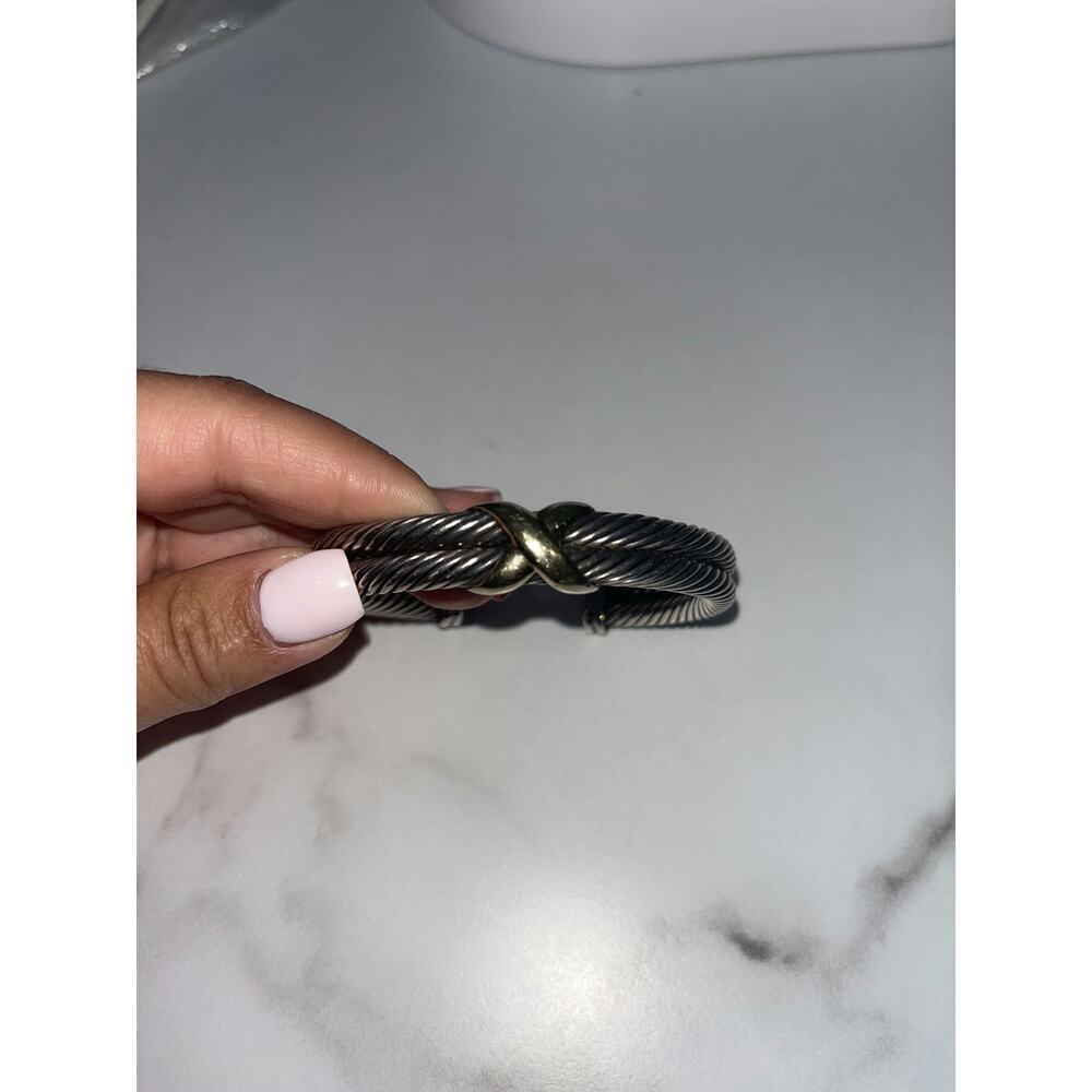 David Yurman Cable X Cuff Bracelet - Sterling Silver & 14K Gold